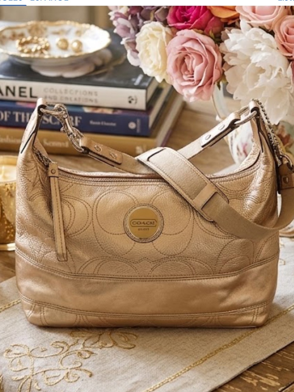 Coach Metallic Gold Leather Shoulder Hobo